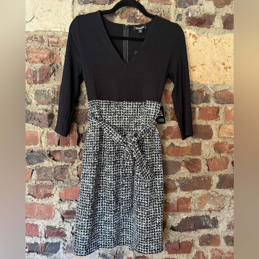 Express Black & White Knit Dress
